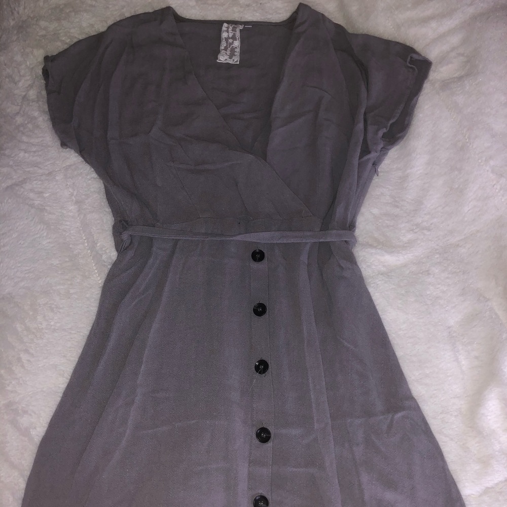Purple/grey altar’d state button and tie dress